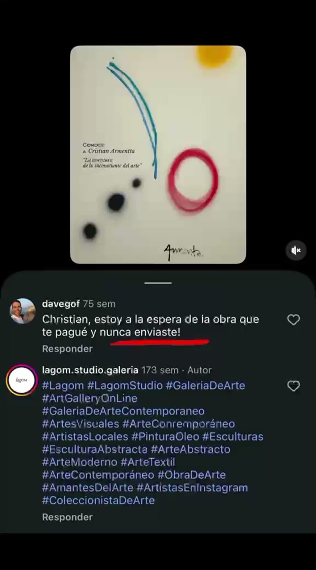 Captura del comentario de davegof